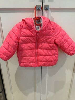 GAP 12-18m Pink Polka Dot Puffer Jacket